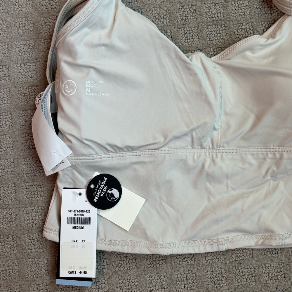 NWT Gilly Hicks Cream Longline Bralette Sports Bra, Size Medium - Picture 2 of 4